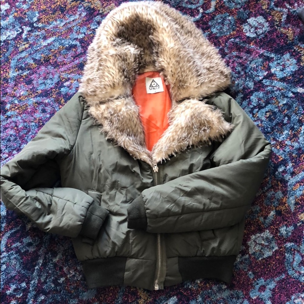 Faux fur lined puffer jacket